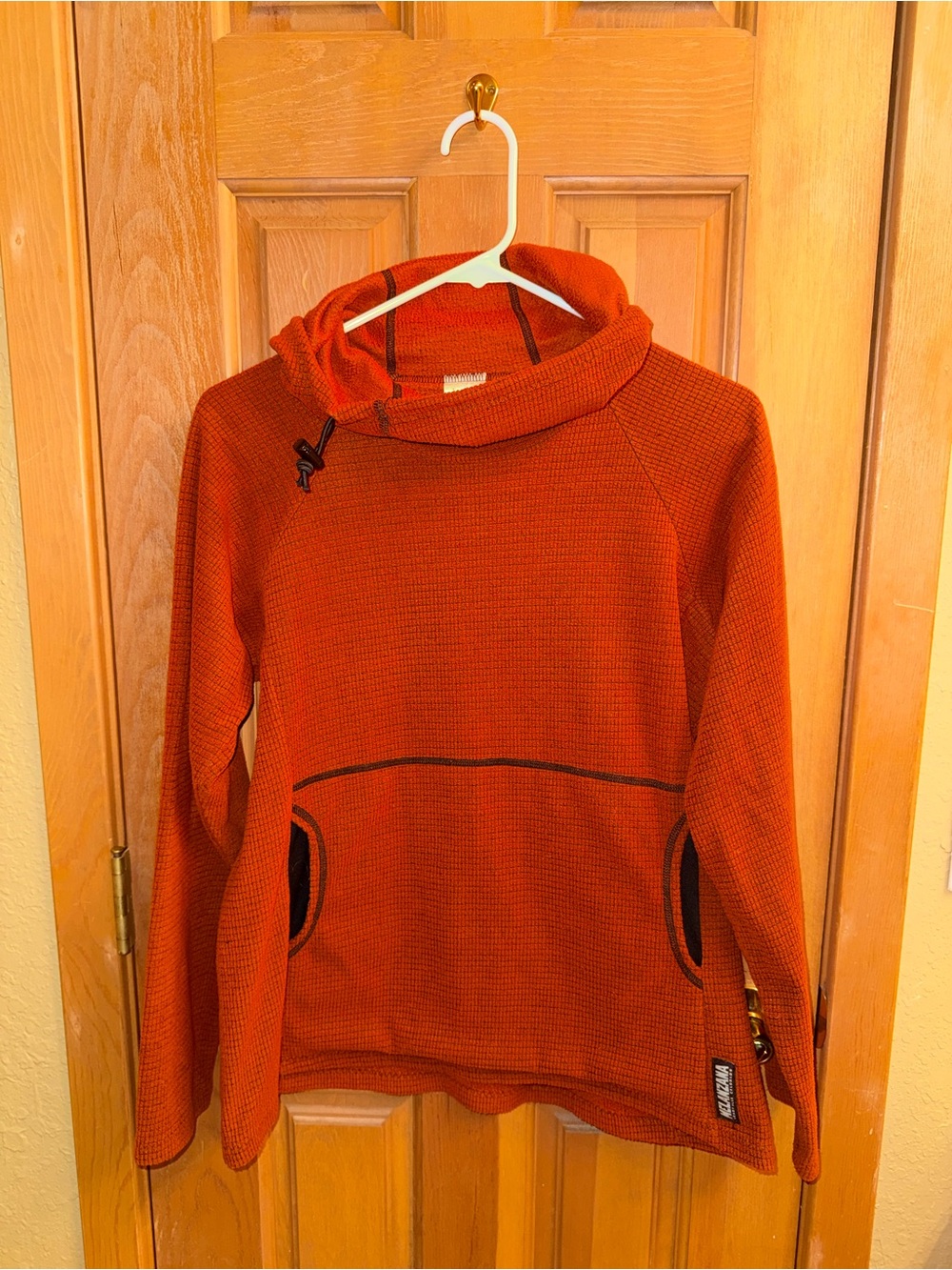 Melanzana Rust Orange Cowl Neck Pullover Hoodie